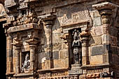 The great Chola temples of Tamil Nadu - The Airavatesvara temple of Darasuram. Figures of various deities are framed in niches on the southern wall of the mandapa.